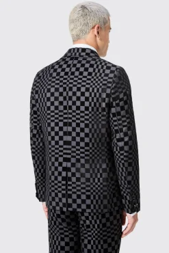Jackets·Party Jackets|Twisted Tailor Tiber Skinny Fit Grey Check Tuxedo Jacket