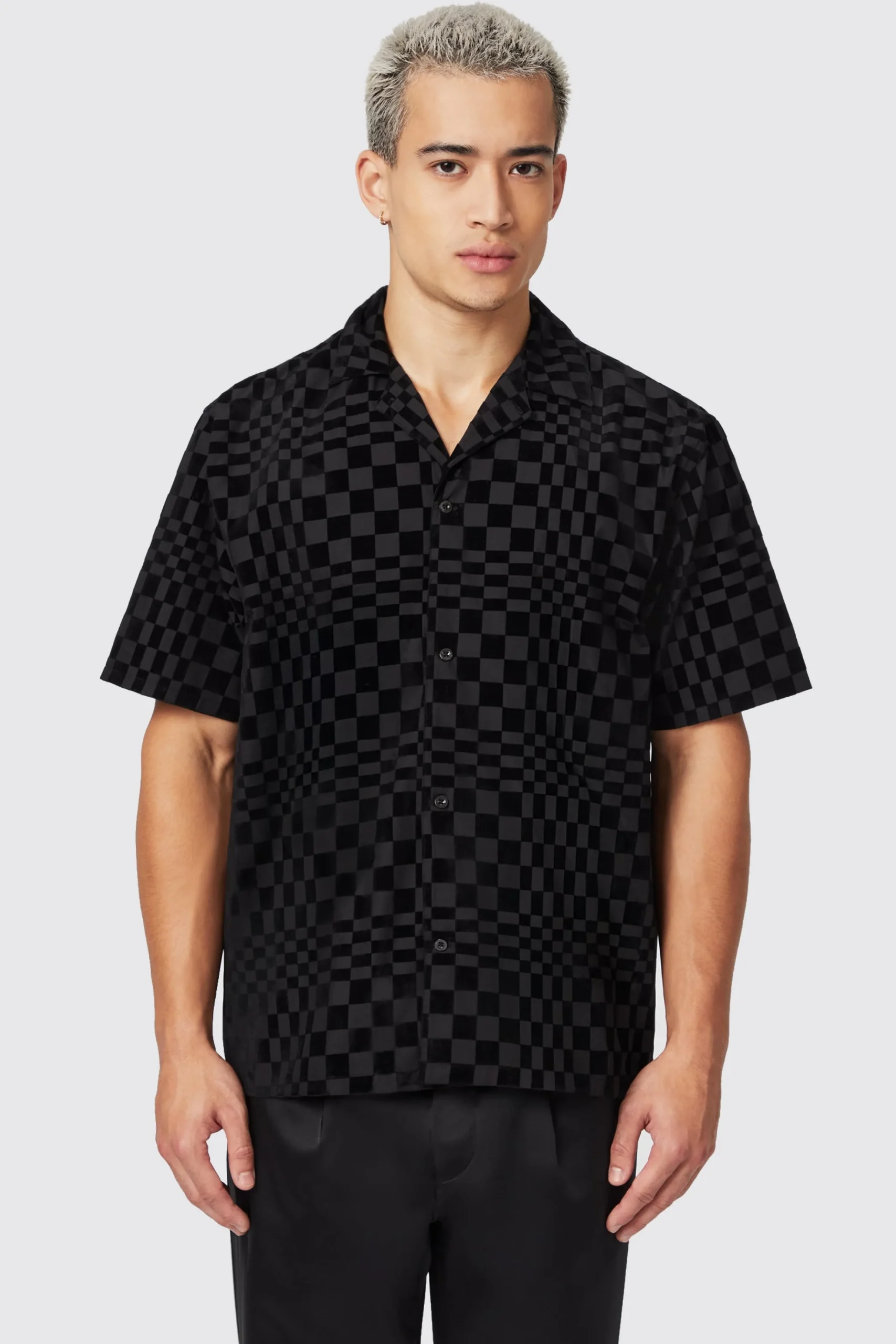 Occasion·Casual Shirts|Occasion·Party Shirts|Twisted Tailor Tiber Slim Fit Black Check Short Sleeve Shirt