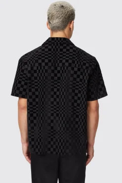 Occasion·Casual Shirts|Occasion·Party Shirts|Twisted Tailor Tiber Slim Fit Black Check Short Sleeve Shirt