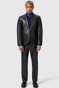 Trousers·Party Trousers|Twisted Tailor Trinity Slim Fit Faux Leather Snakeskin Trousers
