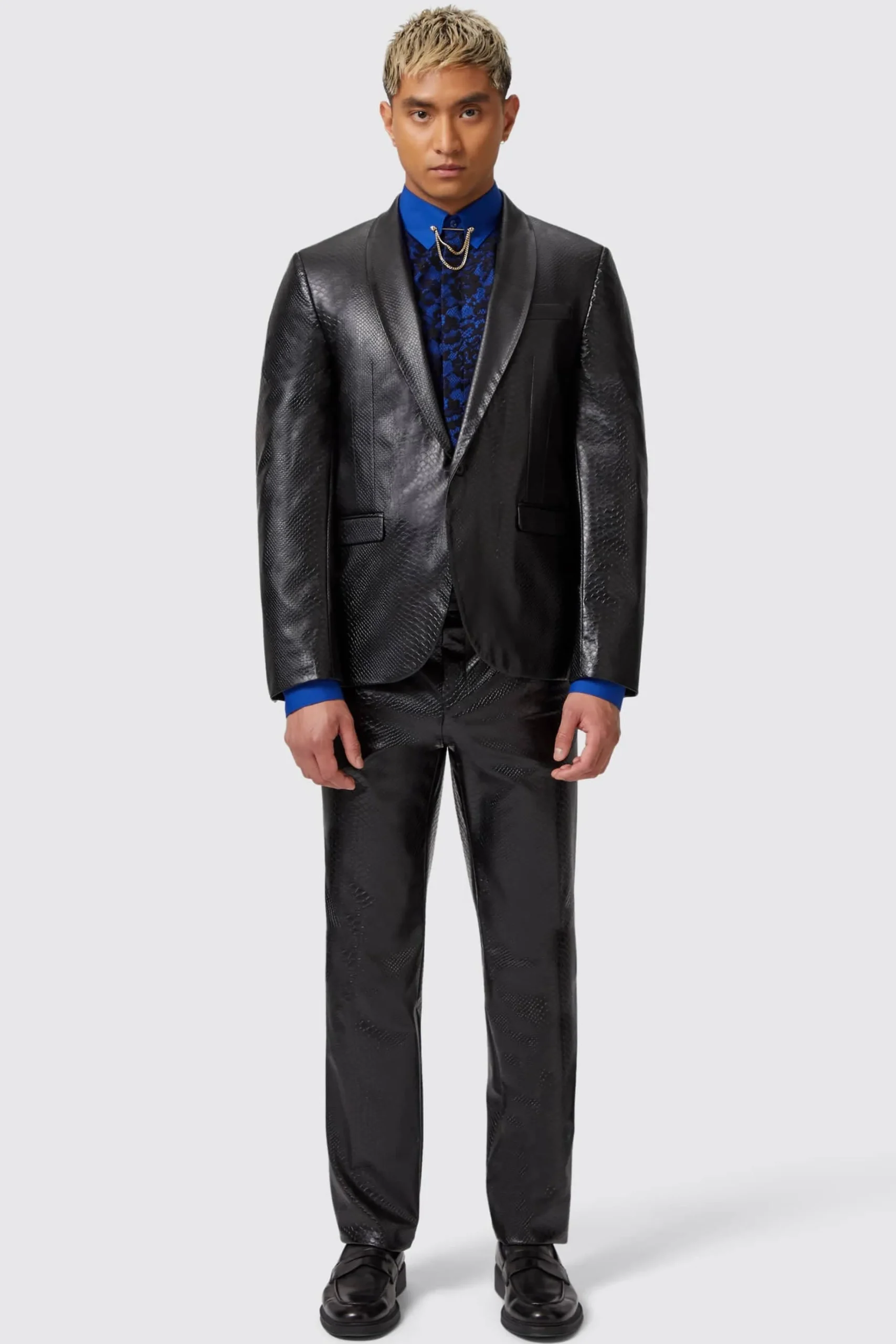 Style·2 Piece Suits|Style·Bold Prints|Twisted Tailor Trinity Slim Fit Faux Leather Snakeskin Suit