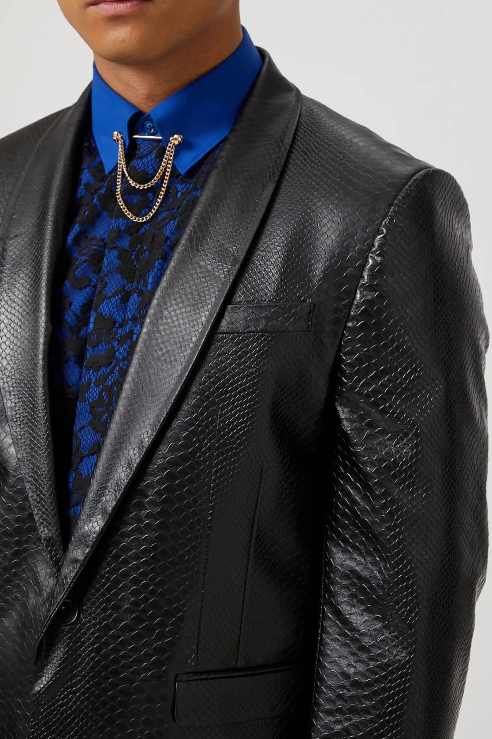 Style·2 Piece Suits|Style·Bold Prints|Twisted Tailor Trinity Slim Fit Faux Leather Snakeskin Suit