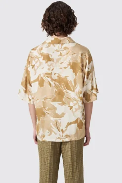 Unisex|Occasion·Casual Shirts|Twisted Tailor Vitrail Oversized Brown Abstract Shirt