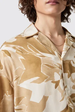 Unisex|Occasion·Casual Shirts|Twisted Tailor Vitrail Oversized Brown Abstract Shirt