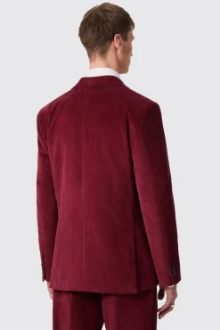 Jackets·Work Jackets|Twisted Tailor Waugh Slim Fit Burgundy Corduroy Double Breasted Jacket