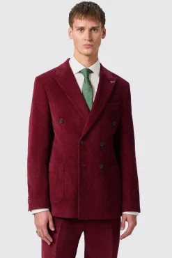 Style·Double Breasted Suits|Style·Cord Suits|Twisted Tailor Waugh Slim Fit Burgundy Corduroy Double Breasted Suit