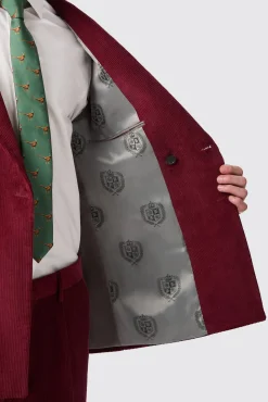 Style·Double Breasted Suits|Style·Cord Suits|Twisted Tailor Waugh Slim Fit Burgundy Corduroy Double Breasted Suit