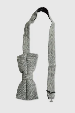 Occasion·Party Suits|Twisted Tailor Wheel Grey Herringbone Bow Tie
