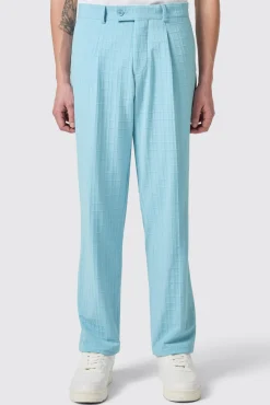 Trousers·Casual Trousers|Unisex|Twisted Tailor Zidan Oversized Blue Jacquard Trousers