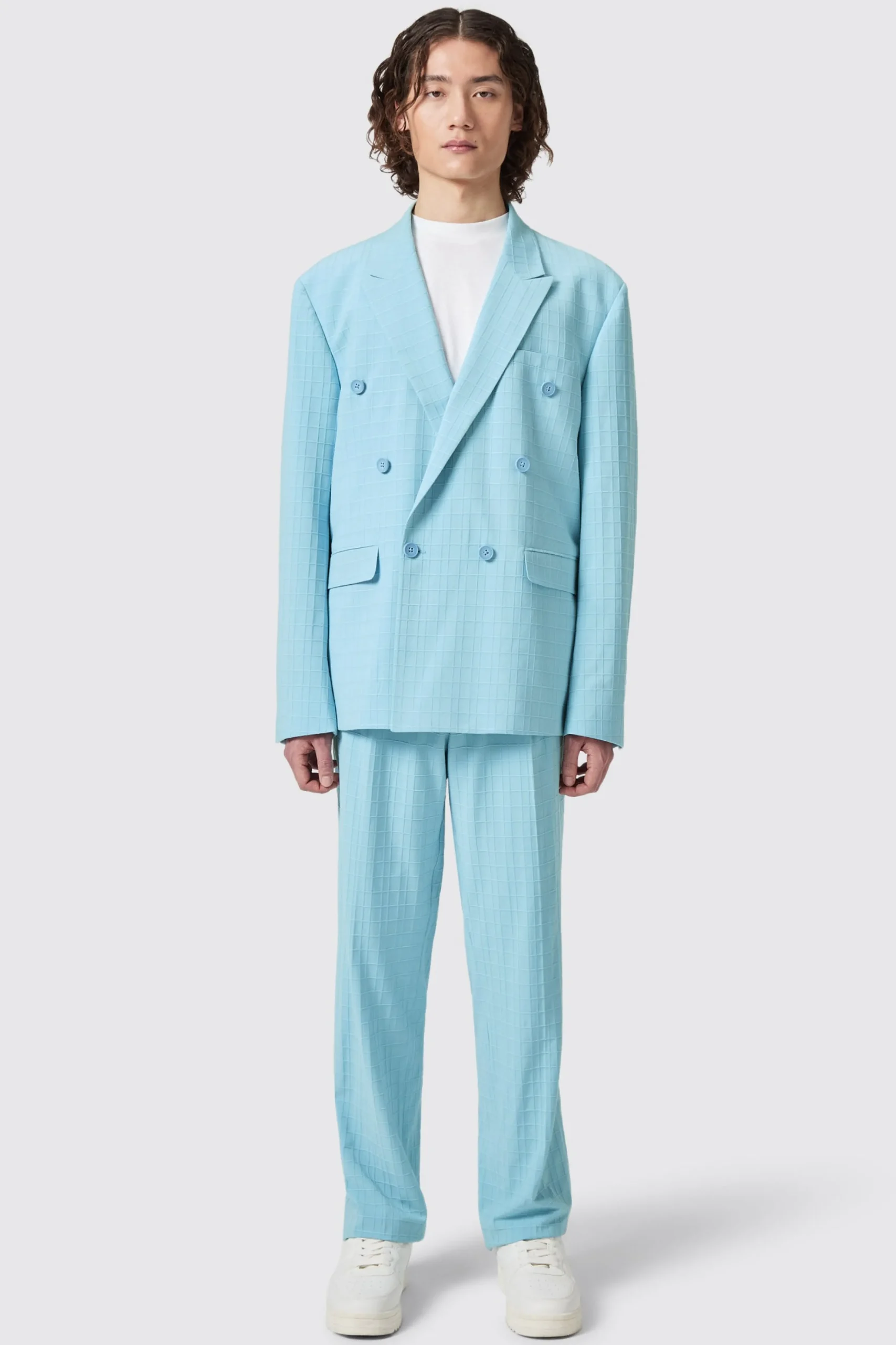 Trousers·Casual Trousers|Unisex|Twisted Tailor Zidan Oversized Blue Jacquard Trousers